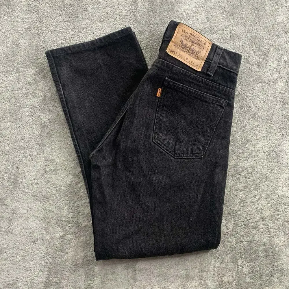Vintage Levi’s Orange Tab 505 Jeans Mens 29x26 Black Reg Fit Straight Leg Mexico